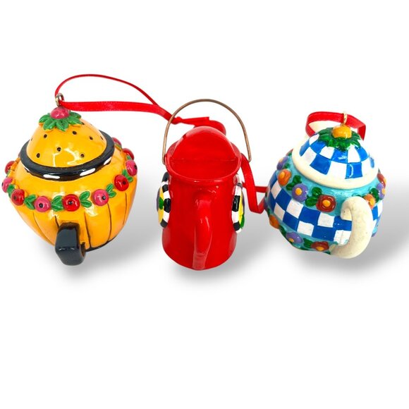 Mary Engelbreit Ceramic Teapot Watering Can Ornaments Set of Three - Picture 7 of 10